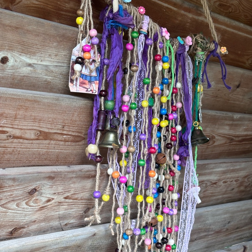 Colorful Beaded Hanging Decor with Bells